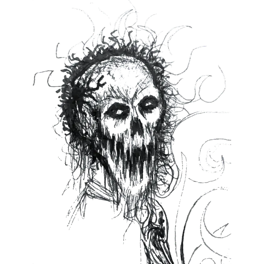 Original hand-drawn haunting creature artwork